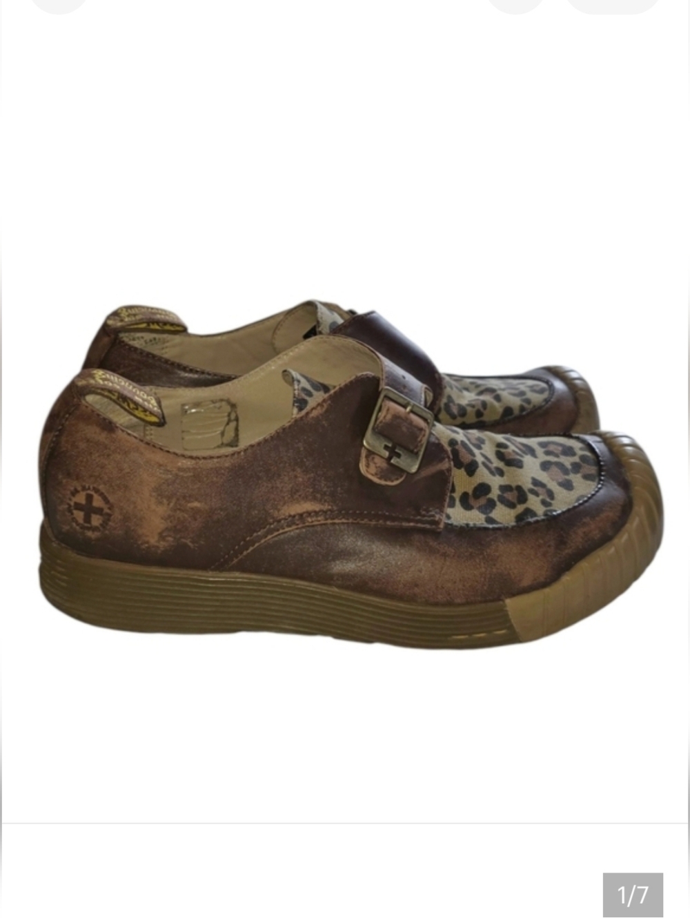 Dr Martens Brown Leopard Buckle Creepers Y2K Monk Style